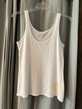 Horny Toad White Tencel/Cotton Tank Top with Gold Accent, Women’s Size Medium